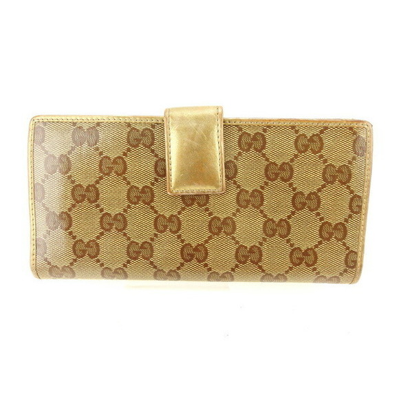 Gucci brown crystal Wallet GG beige long - Picture 1 of 6
